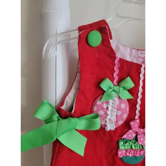 Mud Pie Red Corduroy Ornament Holiday Christmas Dress sz 0-6m - Picture 2 of 6
